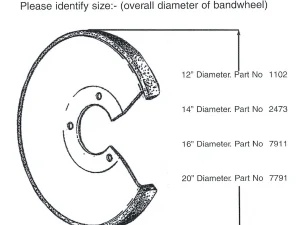 Startrite vertical bandsaw band wheel sizes diagram