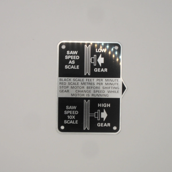 Instruction Plate for Startrite variable speed control panel