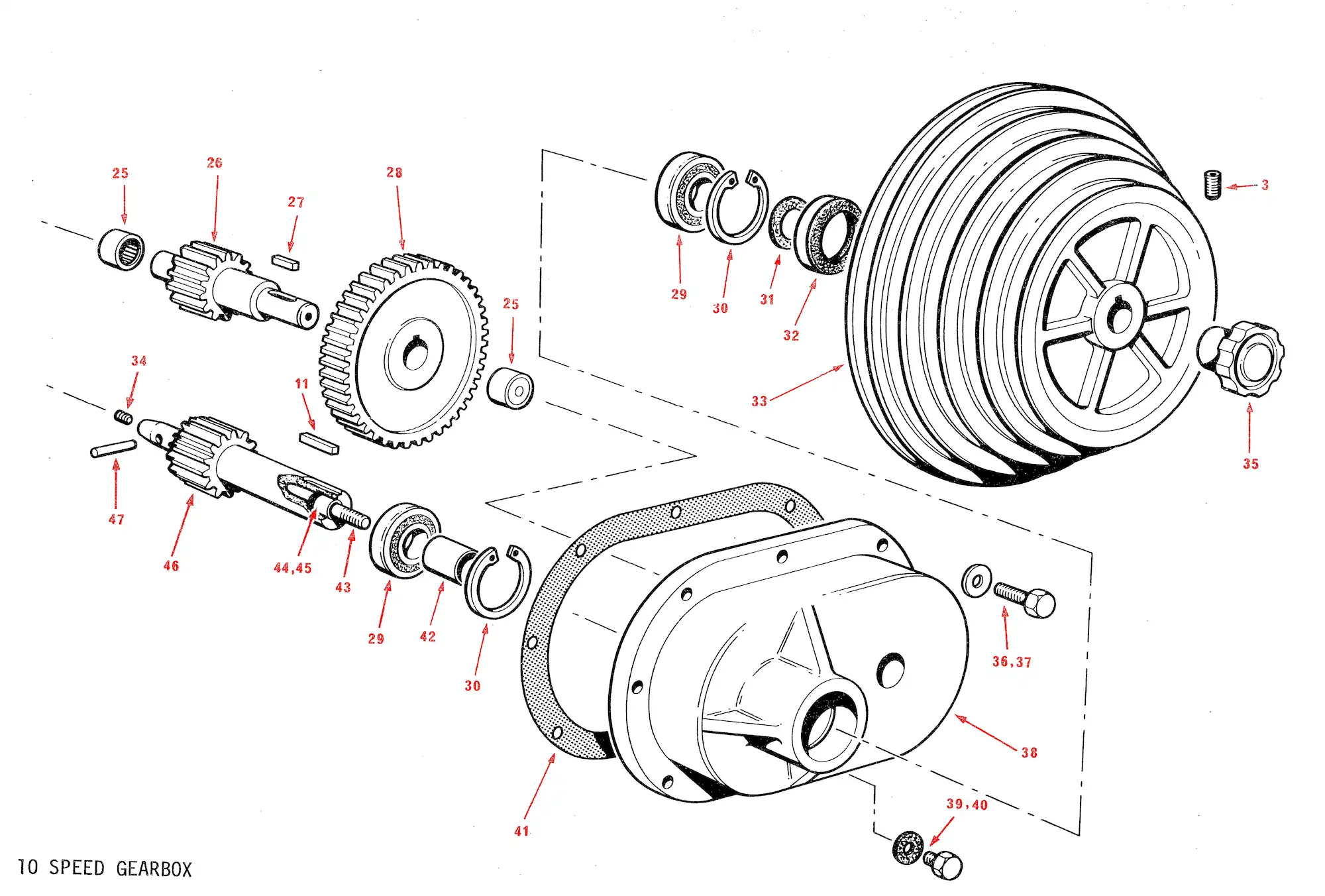 Startrite Bandit 10 speed gearbox input parts diagram