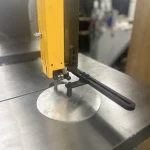 STARTRITE SM260 CIRCLE CUTTING ATTACHMENT with metal disc cut using the attachment.