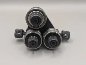 front on view of the Startrite upper roller blade guides for vertical bandsaws