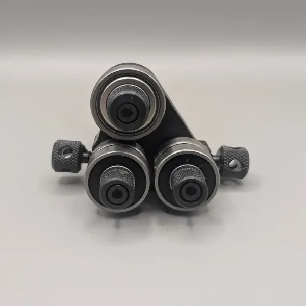 front on view of the Startrite upper roller blade guides for vertical bandsaws