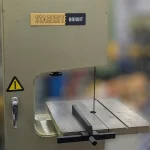 Front on view of the Startrite bandit bandsaw with the rip fence attachment on the front of the machine