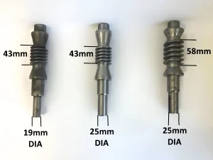 3 sizes of worm shaft for the Startrite SM1255 / 1256 gearbox.