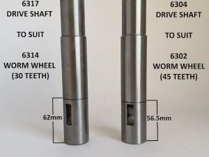 Diagram showing the differences between 6317 & 6304 drive shafts.