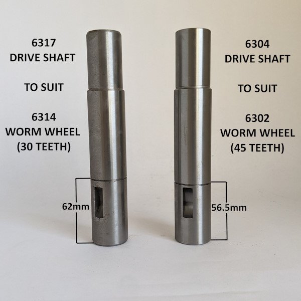 Diagram showing the differences between 6317 & 6304 drive shafts.