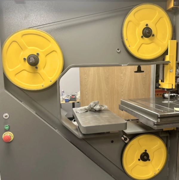 3 14" Startrite Band Wheels, setup with a vertical bandsaw