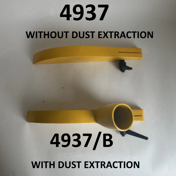 diagram showing both blade guards available for the Startrite TA175 & TA275. One features a port for connecting a dust extractor.