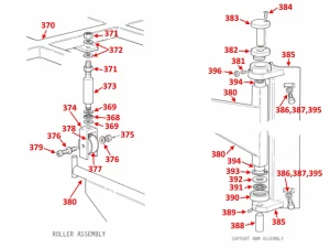 SUPPORT ARM & ROLLER ASSEMBLY - TA 300 PS