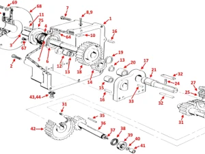 GEARBOX OUTPUT ASSEMBLY & DRIVE WHEEL HUB - V500