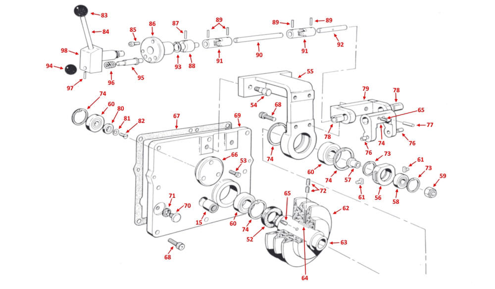 Exploded Parts Diagram for a Startrite V900 GEAR SHIFT ASSEMBLY
