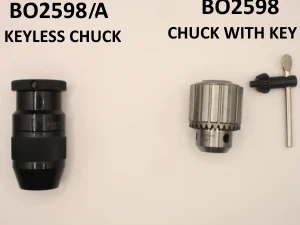 two chuck options ofr the Startrite Mercury 5 Drill, inc keyed & keyless chucks