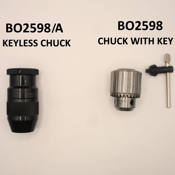 GBO2598 two chuck options ofr the Startrite Mercury 5 Drill, inc keyed & keyless chucks