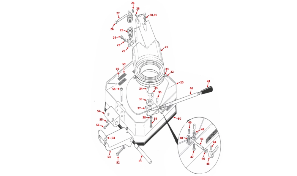 Startrite CF350 MACHINE BASE AND SWIVELLING PEDESTAL Spare Parts Diagram