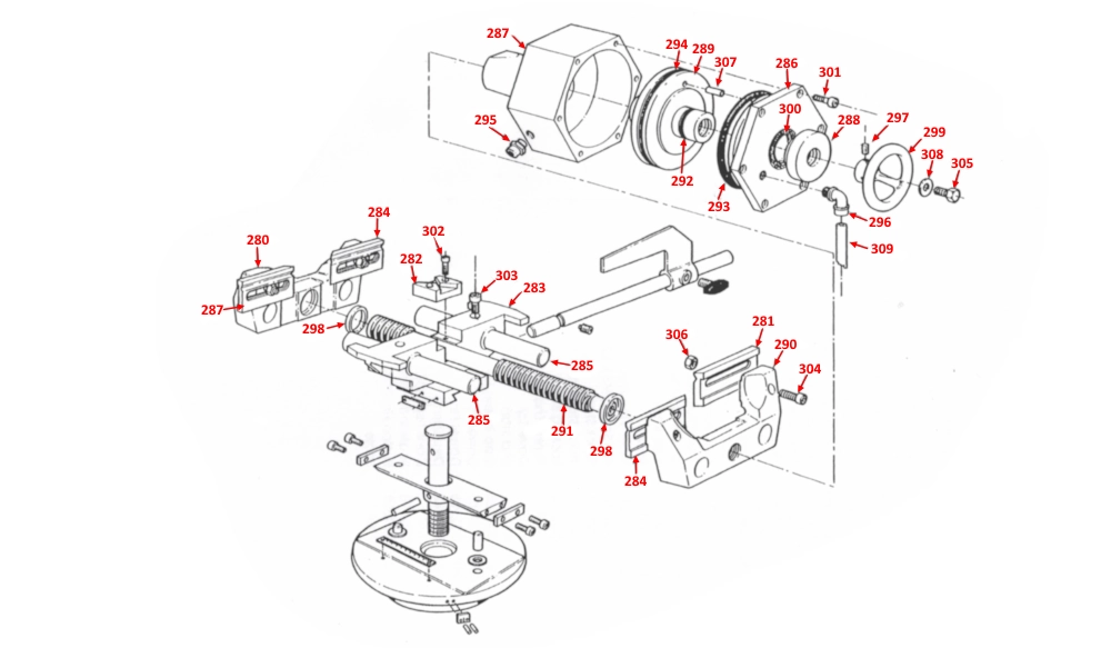 Startrite CF350, SC350 & CS350 Pneumatic Vice Spare Parts Diagram