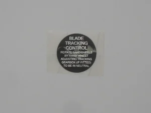 Blade Tracking Label for a Startrite Tracking Bandwheel Hub