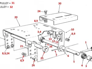MOTOR & PUMP PLATFORMS, PULLEYS & SUPPORT SHAFT (1, 5 & 10 SPEED MACHINES)