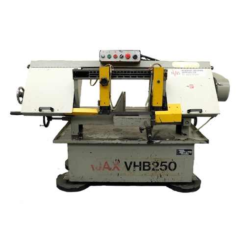 AJAX VHB250 Horizontal Bandsaw, in a white and grey colour scheme. 