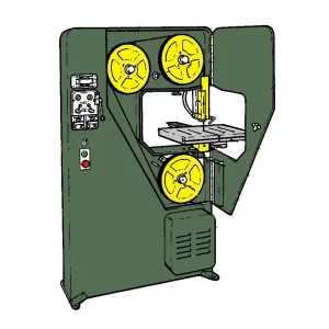 a diagram of a Startrite vertical bandsaw,  a V, T, R or S model (flagship model vertical bandsaw) 
