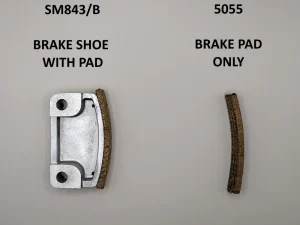 Brake spares options for the Startrite 502, including the Brake shoe Assembly with the brake pad, or just the brake pad.