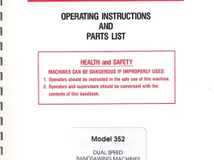 Startrite 352 w/ footbrake manual copy. suitable for the original Startrite 352 only.