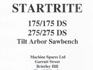 Startrite TA175 & TA275 manual front page