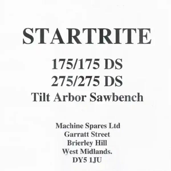 Startrite TA175 & TA275 manual front page